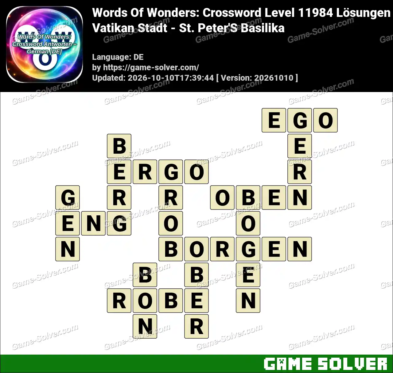 Words Of Wonders: Crossword Level 11984 Lösungen – Vatikan Stadt – St. Peter’S Basilika